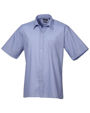 Premier Heren Korte Mouw Formele Poplin Gewoon Werk Shirt (Middenblauw)