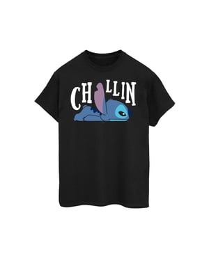 Disney Womens/Ladies Lilo And Stitch Chillin Cotton Boyfriend T-Shirt (Black)