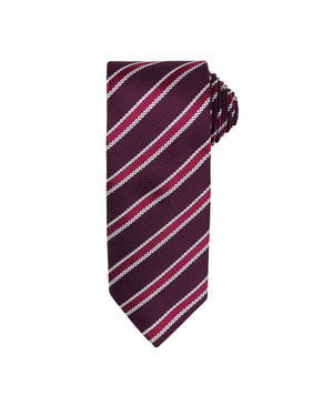 Premier Mens Waffle Stripe Formal Business Tie (Pack of 2) (Burgundy/ Aubergine)