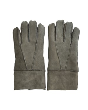 Unisex grijze schapenvacht suède handschoenen met oprolbare/neerwaartse manchetten