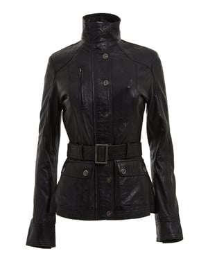 Womens Leather Military-Inspired Biker Jacket-Middleton
