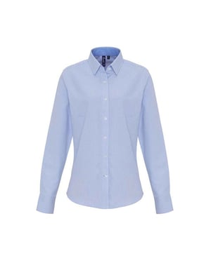 Premier Dames/Dames Gestreept Oxford Formeel Overhemd Met Lange Mouwen (Wit/Oxford Blauw)