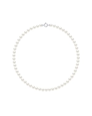Rank ketting PRINCESS zoetwaterparels 6-7 mm ronde witte luxe witte gouden gesp