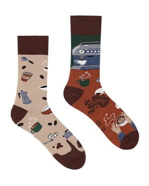 SPOX SOX - Mens & Ladies Mismatched Novelty Odd Socks - Coffee
