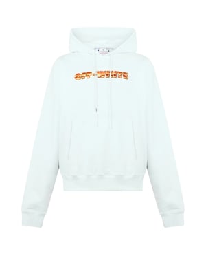 Gebroken witte oranje metalen pijllogo skate witte hoodie