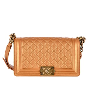 Chanel Quilted Medium Boy Flap Bag in Brown Lambskin Leather