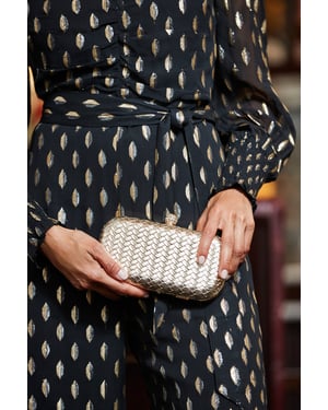 Gold Woven Clutch Bag