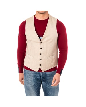 Men's fine knit vest with adjustable belt V-neck HMJA11