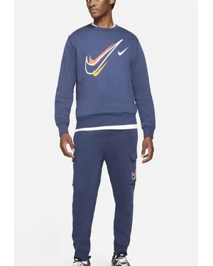Nike Multi Swoosh trainingspak voor heren met ronde hals in marineblauw