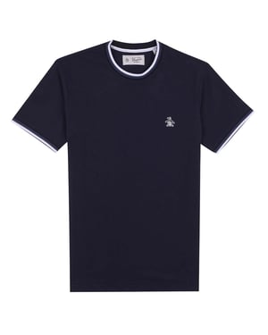 Men's Original Penguin Sticker Pete Tipped Ringer Polo Shirt in Navy