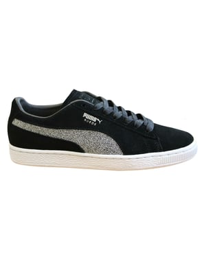 Puma Classic x Swarovski Black Silver Leather Lace Up Mens Trainers 366324 01