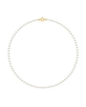 Water Gekweekte parels ketting 5-6mm Wit Zoet Geel gouden gesp Luxury