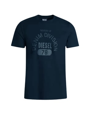 Marineblauw T-shirt met Diesel Property Of Denim Division-logo