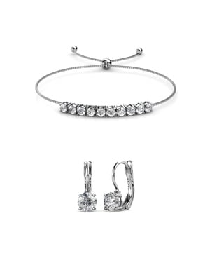 Rund kristall Mia set - Silver och kristall