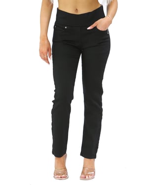 Womens Elasticated Waist Tummy Control Jeans in Black