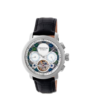 Heritor Automatische Aura Heren Semi-Skelet Leerband Horloge