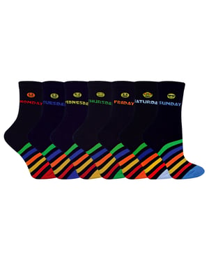 Set van 7 katoenen kindersokken voor nieuwe dagen van de week - Blauw