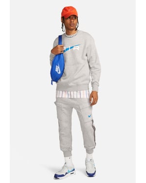 Nike Air Heren Fleece BB Crewneck Trainingspak in Grijs