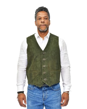 Heren klassiek geitensuède lederen vest-Norwich