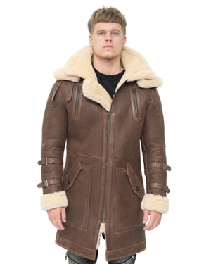 Herrar 3/4 Varm läder fårskinn Trench Coat-Medina