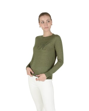 Crown Of Edinburgh Cashmere Long Sleeve Art 004 Green Letter K