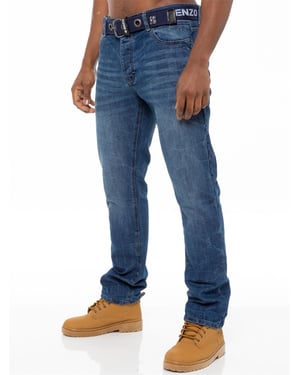 Enzo | Mens Denim Straight Fit Jeans - Blue