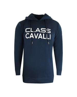 Cavalli Class Reverse Logo Navy Blue Hoodie