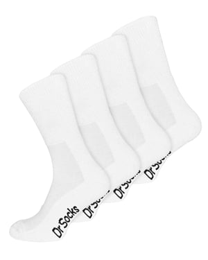 4 par multipack bambu diabetessockor för herrar | Dr.Socks | icke elastiska extra breda diabetessockor för svullna fötter - vit