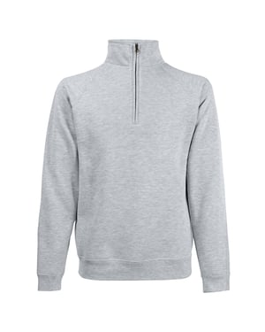 Fruit Of The Loom Mens Premium 70/30 Zip Neck Sweatshirt (Heather Grey)