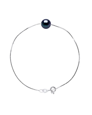 DIADEMA - Bracelet - Real Freshwater Pearls - Black - White Gold