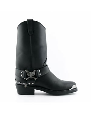 Grinders Mens Black Cowboy Biker Boots- Eagle Hi