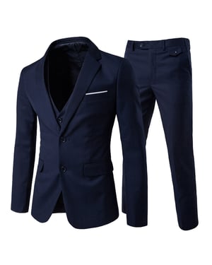 3-delad marin kostym med notched lapel