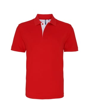 Asquith & Fox Mens Classic Fit Contrast Polo Shirt (Red/ White)