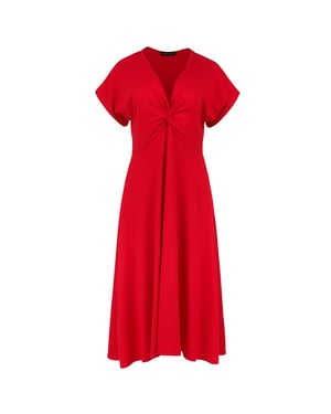 Rood midi-jurk met vlinderstrik