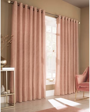 Himalaya Jacquard Eyelet Curtains in Blush