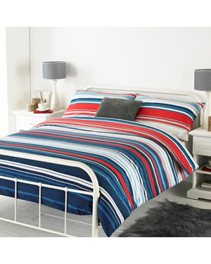 Lymington SKing Duvet Set Blu/Red