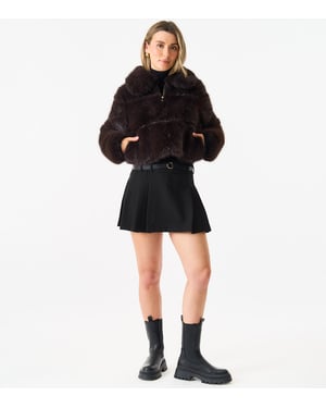 Panel Faux Fur Cropped Jacket