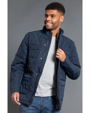 Dark Navy Padded Funnel Neck Jacket