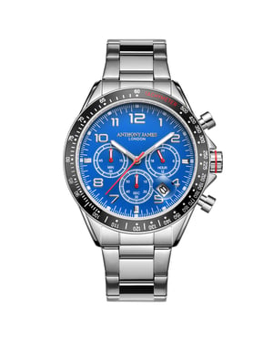 Hand Assembled Anthony James Tachymeter Chrono Steel Blue