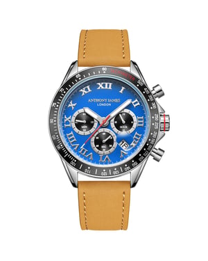 Hand Assembled Anthony James Tachymeter Turbo Steel Blue