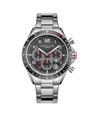 Hand Assembled Anthony James Tachymeter Chrono Steel Black