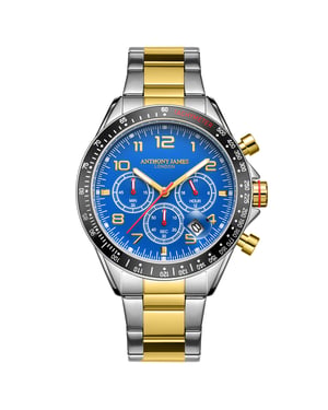 Hand Assembled Anthony James Tachymeter Chrono Two Tone Blue