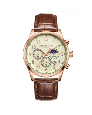 Hand Assembled Anthony James Moonphase Chronograph Rose White