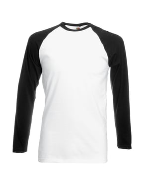 Fruit Of The Loom Heren baseballshirt met lange mouwen (Wit/Zwart)