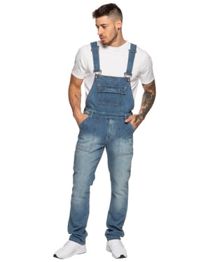 Enzo Men's Blue Denim Overall Dungarees