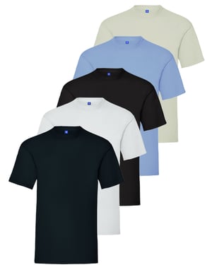 Kruze | Mens Crew Neck T-Shirts (5 Pack) - BLK/GRY/SKY/NVY/WHT