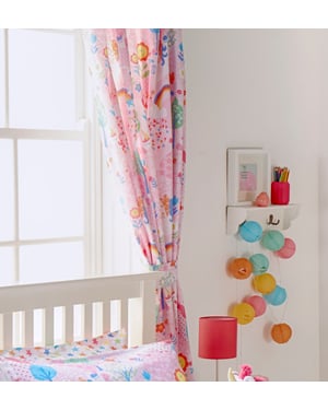 Unicorn Printed Pencil Pleat Curtains in Pink