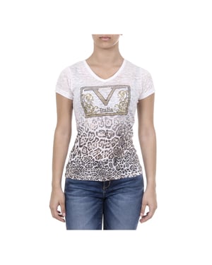 V 1969 Italia Womens T-shirt Short Sleeves V-Neck White EVELYN