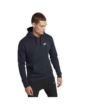 Nike Club Pullover Hoodie Embroidered Logo In Navy