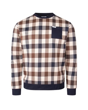 Aquascutum Active Macro Iconic Pocket Crewneck Marinblå Tröja